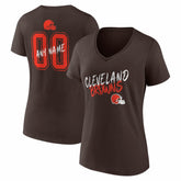 Cleveland Browns Women's Hustle Personalized Name & Number V-Neck T-Shirt - Brown outlet