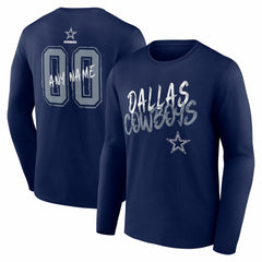 Dallas Cowboys Hustle Personalized Name & Number Long Sleeve T-Shirt - Navy on sale