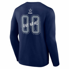 Dallas Cowboys Hustle Personalized Name & Number Long Sleeve T-Shirt - Navy on sale