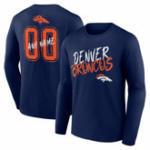 Denver Broncos Hustle Personalized Name & Number Long Sleeve T-Shirt - Navy discount