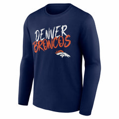 Denver Broncos Hustle Personalized Name & Number Long Sleeve T-Shirt - Navy discount