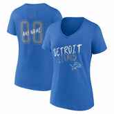 Detroit Lions Women's Hustle Personalized Name & Number V-Neck T-Shirt - Blue on sale