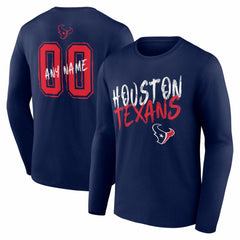 Houston Texans Hustle Personalized Name & Number Long Sleeve T-Shirt - Navy online