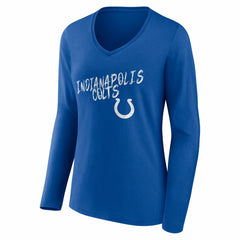 Indianapolis Colts Women's Hustle Personalized Name & Number Long Sleeve V-Neck T-Shirt - Royal cheap