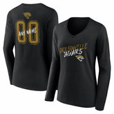 Jacksonville Jaguars Women's Hustle Personalized Name & Number Long Sleeve V-Neck T-Shirt - Black online