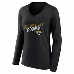 Jacksonville Jaguars Women's Hustle Personalized Name & Number Long Sleeve V-Neck T-Shirt - Black online