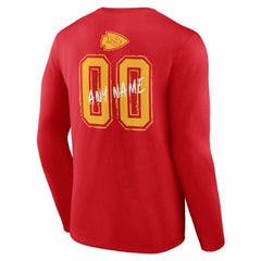 Kansas City Chiefs Hustle Personalized Name & Number Long Sleeve T-Shirt - Red outlet