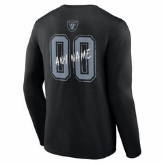 Las Vegas Raiders Hustle Personalized Name & Number Long Sleeve T-Shirt - Black sale