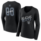 Las Vegas Raiders Women's Hustle Personalized Name & Number Long Sleeve V-Neck T-Shirt - Black for sale