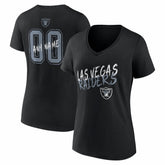 Las Vegas Raiders Women's Hustle Personalized Name & Number V-Neck T-Shirt - Black for sale