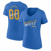 Los Angeles Chargers Women's Hustle Personalized Name & Number V-Neck T-Shirt - Powder Blue on sale