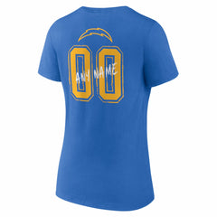 Los Angeles Chargers Women's Hustle Personalized Name & Number V-Neck T-Shirt - Powder Blue on sale