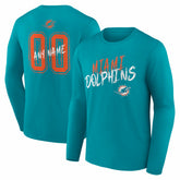Miami Dolphins Hustle Personalized Name & Number Long Sleeve T-Shirt - Aqua cheap