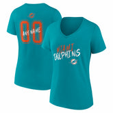 Miami Dolphins Women's Hustle Personalized Name & Number V-Neck T-Shirt - Aqua online