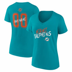 Miami Dolphins Women's Hustle Personalized Name & Number V-Neck T-Shirt - Aqua online