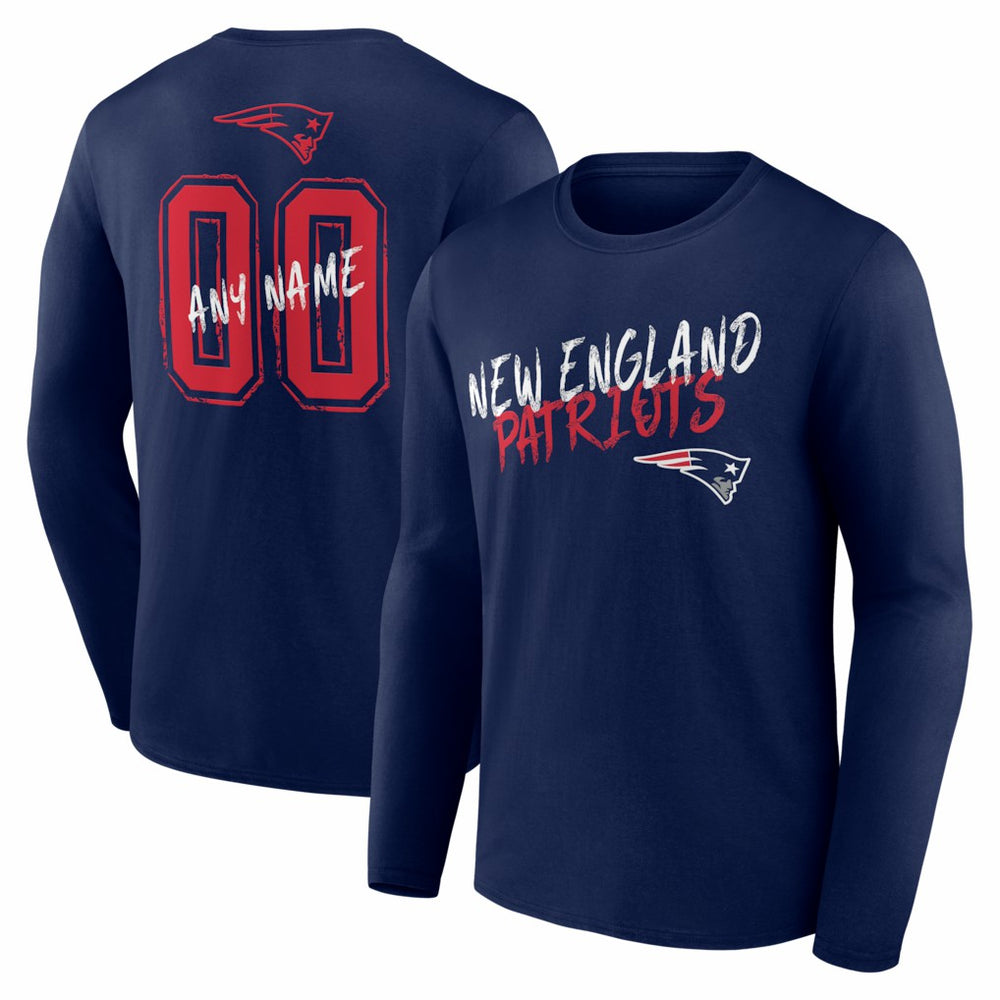 New England Patriots Hustle Personalized Name & Number Long Sleeve T-Shirt - Navy outlet