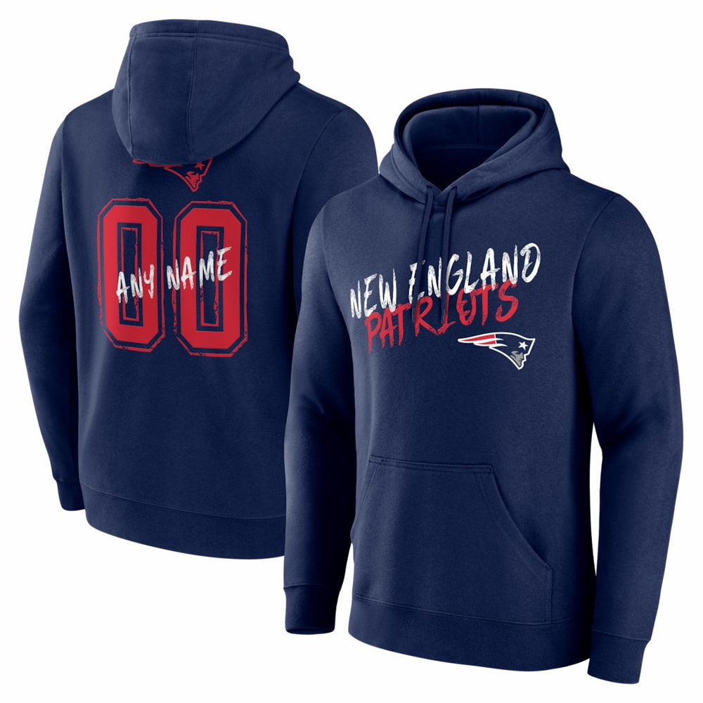 New England Patriots Hustle Personalized Name & Number Hoodie - Navy sale
