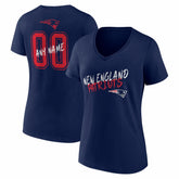 New England Patriots Women's Hustle Personalized Name & Number V-Neck T-Shirt - Navy discount