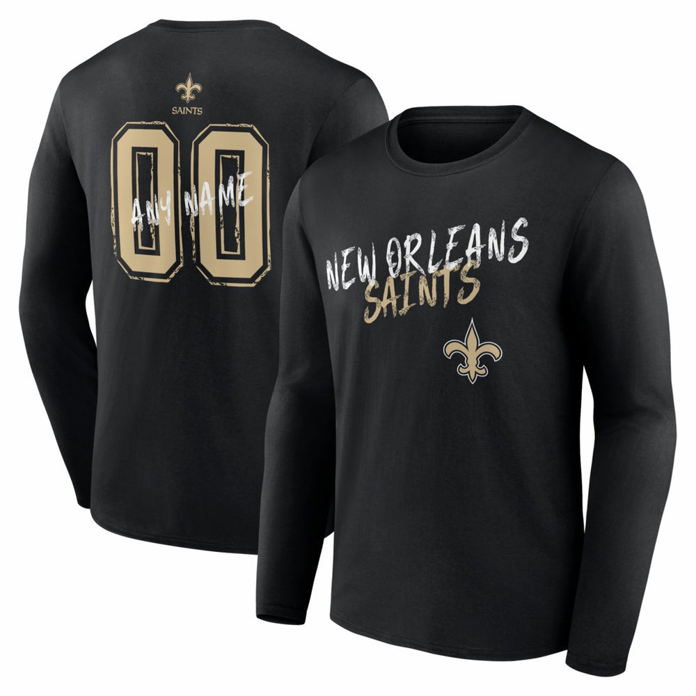 New Orleans Saints Hustle Personalized Name & Number Long Sleeve T-Shirt - Black outlet