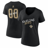 New Orleans Saints Women's Hustle Personalized Name & Number V-Neck T-Shirt - Black for sale