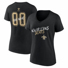 New Orleans Saints Women's Hustle Personalized Name & Number V-Neck T-Shirt - Black for sale