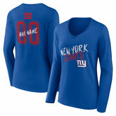 New York Giants Women's Hustle Personalized Name & Number Long Sleeve V-Neck T-Shirt - Royal sale