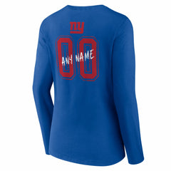 New York Giants Women's Hustle Personalized Name & Number Long Sleeve V-Neck T-Shirt - Royal sale