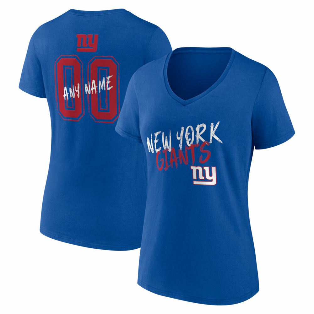 New York Giants Women's Hustle Personalized Name & Number V-Neck T-Shirt - Royal sale