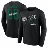 New York Jets Hustle Personalized Name & Number Long Sleeve T-Shirt - Black outlet