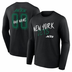 New York Jets Hustle Personalized Name & Number Long Sleeve T-Shirt - Black outlet