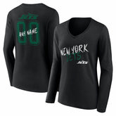 New York Jets Women's Hustle Personalized Name & Number Long Sleeve V-Neck T-Shirt - Black online