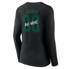 New York Jets Women's Hustle Personalized Name & Number Long Sleeve V-Neck T-Shirt - Black online
