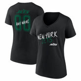 New York Jets Women's Hustle Personalized Name & Number V-Neck T-Shirt - Black on sale