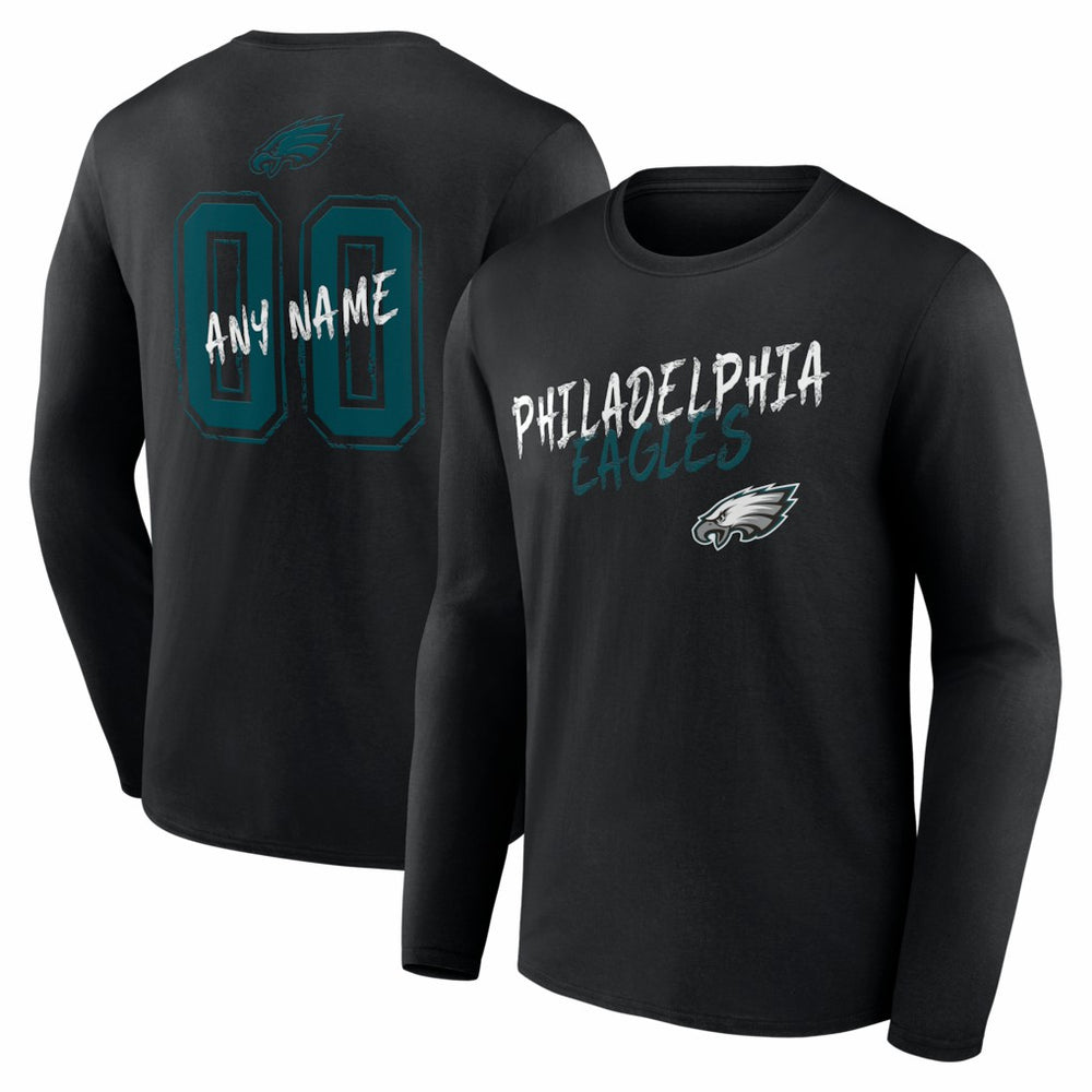 Philadelphia Eagles Hustle Personalized Name & Number Long Sleeve T-Shirt - Black outlet