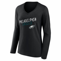 Philadelphia Eagles Women's Hustle Personalized Name & Number Long Sleeve V-Neck T-Shirt - Black online