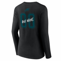 Philadelphia Eagles Women's Hustle Personalized Name & Number Long Sleeve V-Neck T-Shirt - Black online