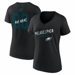 Philadelphia Eagles Women's Hustle Personalized Name & Number V-Neck T-Shirt - Black outlet