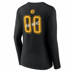 Pittsburgh Steelers Women's Hustle Personalized Name & Number Long Sleeve V-Neck T-Shirt - Black discount