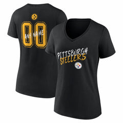 Pittsburgh Steelers Women's Hustle Personalized Name & Number V-Neck T-Shirt - Black on sale
