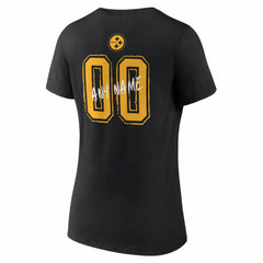 Pittsburgh Steelers Women's Hustle Personalized Name & Number V-Neck T-Shirt - Black on sale