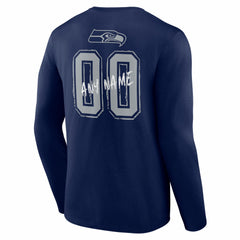 Seattle Seahawks Hustle Personalized Name & Number Long Sleeve T-Shirt - College Navy outlet