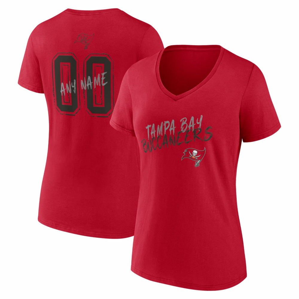 Tampa Bay Buccaneers Women's Hustle Personalized Name & Number V-Neck T-Shirt - Red for sale