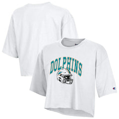 Miami Dolphins Champion Women's Boyfriend Cropped T-Shirt - White discount