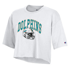 Miami Dolphins Champion Women's Boyfriend Cropped T-Shirt - White discount