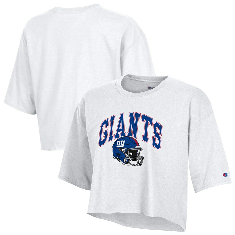 New York Giants Champion Women's Boyfriend Cropped T-Shirt - White cheap