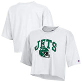 New York Jets Champion Women's Boyfriend Cropped T-Shirt - White sale