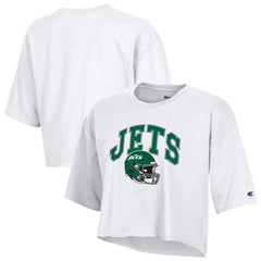 New York Jets Champion Women's Boyfriend Cropped T-Shirt - White sale