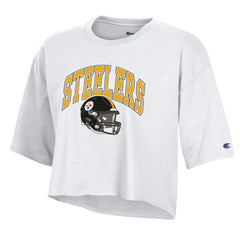 Pittsburgh Steelers Champion Women's Boyfriend Cropped T-Shirt - White discount