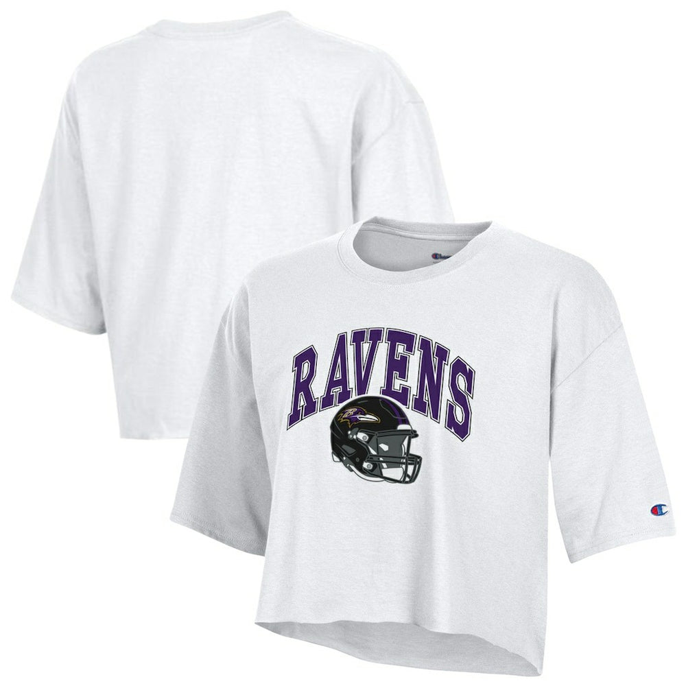 Baltimore Ravens Champion Women's Boyfriend Cropped T-Shirt - White sale