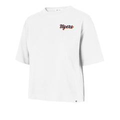 Detroit Tigers Women's Collage Script Reed City T-Shirt - White | 47 brand